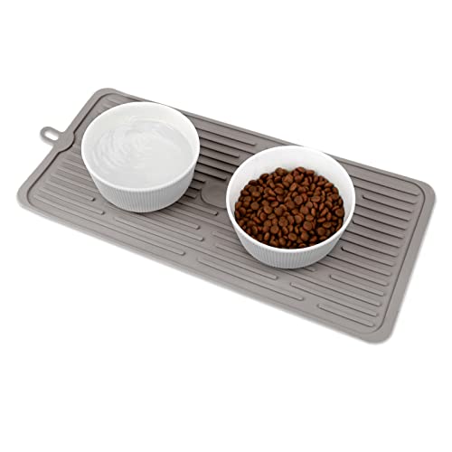 Cat Food Mat,Waterproof Pet Placemat for Dog and Cat,Mat for Prevent Food and Water Overflow,Portable and Foldable Mat-Brown - color: Coffee, size: 18.3" x 8"