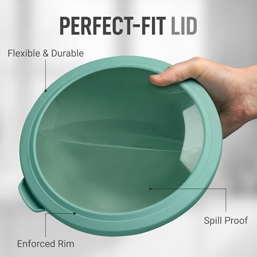 Zulay Kitchen 12-Piece Plastic Mixing Bowl Set - Colorful Nesting Bowls with Lids - Microwave & Freezer Safe (Teal Ombre) - color: Teal