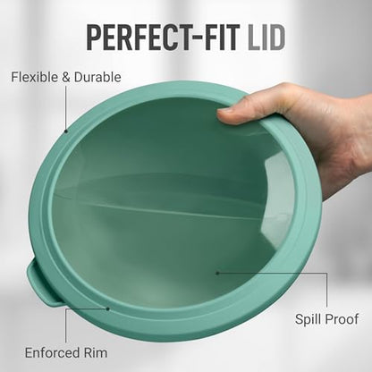 Zulay Kitchen 12-Piece Plastic Mixing Bowl Set - Colorful Nesting Bowls with Lids - Microwave & Freezer Safe (Teal Ombre) - color: Teal