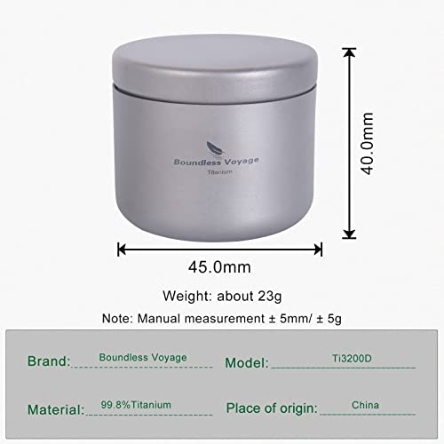 Boundless Voyage Titanium Small Tin Can Box Canister Tea Tins Coffee Tins Food Storage Container for Tea,Coffee, Herb, Candy, Chocolate, Sugar, Spices, Beans - color: Ti3200D-35ml-1pcs