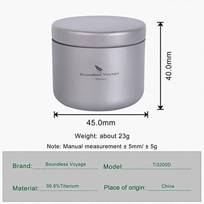 Boundless Voyage Titanium Small Tin Can Box Canister Tea Tins Coffee Tins Food Storage Container for Tea,Coffee, Herb, Candy, Chocolate, Sugar, Spices, Beans - color: Ti3200D-35ml-1pcs