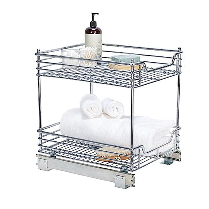 Household Essentials Chromed Steel 2-Tier Artisan Pull-Out Organizer - size: 14.25" - Standard, style: 2-Tier