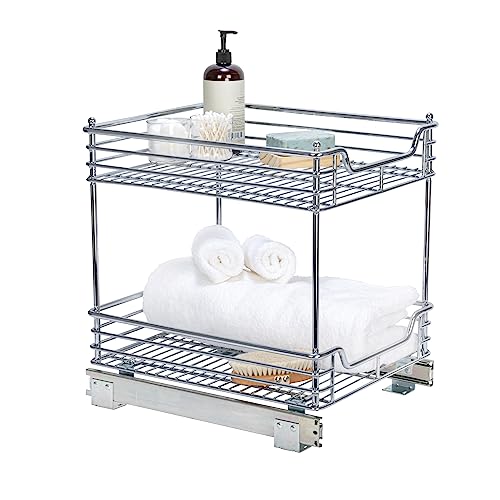 Household Essentials Chromed Steel 2-Tier Artisan Pull-Out Organizer - size: 14.25" - Standard, style: 2-Tier