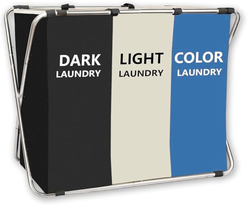160L Large Laundry Basket, Freestanding Laundry Hamper, Collapsible Tall Clothes Hamper with Handles for Clothes Toys in the Dorm & Family Closet Storage Container and Organizer (3 Liner blue) - color: Black+white+blue