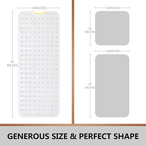 Upgrade Baby Bath Mat Non Slip Extra Long Bathtub Mat for Kids 40 X 16 Inch - Eco Friendly Bath Tub Mat with 200 Big Suction Cups,Machine Washable Shower Mat,Clear - color: Clear