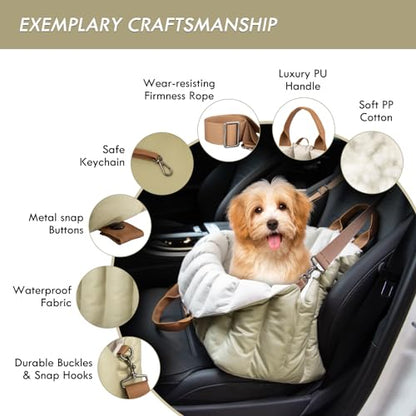 ClevaHome Small Dog Car Seat & Travel Carrier & Pet Bed, Non-Slip Booster Seat for Dogs up to 10lbs, Fashionable Pet Carrier Bag for Indoor and Outdoor - style: Polyester