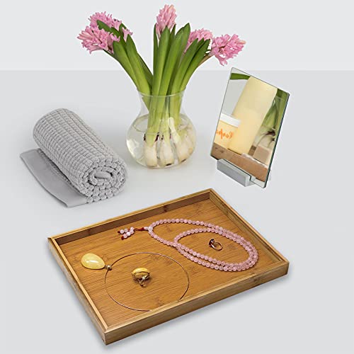 Natural Bamboo Serving Tray Platter 15.75 x 11 Rectangular, Bamboo - color: Bamboo, size: 15.8" x 11" x 1.2"