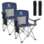 Elevon Camping Chair, Portable Folding Outdoor Chair with Arms, Cup Holder and Carry Bag - color: Navy Blue-2 Pack