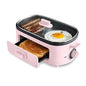 GreenLife 3-in-1 Breakfast Maker Station, Healthy Ceramic Nonstick Dual Griddles for Eggs Meat Sausage Bacon Pancakes and Breakfast Sandwiches, 2 Slice Toast Drawer, Easy-to-use Timer, Pink - color: Pink