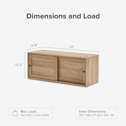 mopio Lauren Floating TV Shelf, Multi-Purpose Modular Under TV Display Shelf, Wall Mounted Wood Television Cabinet, Nightstand, Side Table, End Table, Bedside Shelves for Bedroom (Oak, 62", Twin) - color: Oak, size: Twin