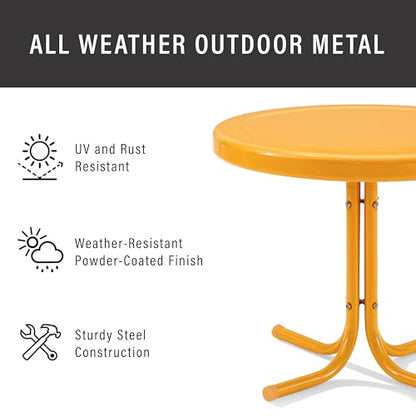 Crosley Furniture Griffith Weather Resistant Retro Metal Outdoor Side Table for Patio, Deck, Porch, Tangerine - color: Tangerine