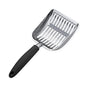 WePet Cat Litter Scoop, Aluminum Alloy Sifter, Kitty Metal Scooper, Deep Shovel, Long Handle, Poop Sifting, Kitten Pooper Lifter, Durable, Heavy Duty, for Litter Box - color: POLISHED Aluminum \ #06 Black Handle, size: Small