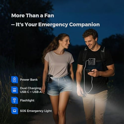 SEAINGO Portable Waist Fan Rechargeable – 10000mAh, 42 ft/s Max, 5 Speeds 16000RPM, Personal Cooling Wearable Clip Body Belt Shirt Fans, Hanging Neck Fan with Light - color: Cement Gray