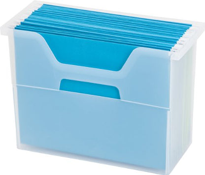IRIS USA Medium Portable Desktop File Box with Open Top, Side Handles, Hanging File Folders, Tabs & Inserts, Letter Size, For Magazines Newspapers Mail Books Notebooks Binder Homework, Clear - size: 1 - Pack, style: Open Top Bin (M - Clear)
