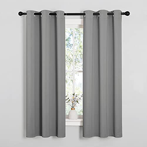 NICETOWN Silver Grey Blackout Curtain Panels for Bedroom, Thermal Insulated Grommet Top Blackout Draperies and Drapes (2 Panels, W34 x L63 inches) - color: Silver Grey, size: 34"W x 63"L (Pack of 2)