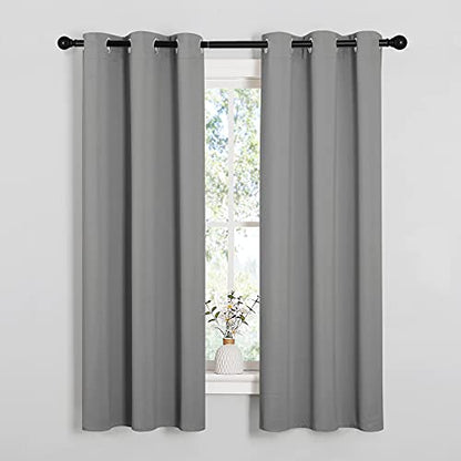 NICETOWN Silver Grey Blackout Curtain Panels for Bedroom, Thermal Insulated Grommet Top Blackout Draperies and Drapes (2 Panels, W34 x L63 inches) - color: Silver Grey, size: 34"W x 63"L (Pack of 2)