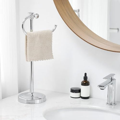 BESy 17 Inch Polished Chrome Stand Towel Bar Hanger Hand Towel Bar Bathroom Vanity Countertop Towel Holder Free Standing Stainless Steel Towel Ring Hardware Accessories Towel Rack - color: Polished Chrome