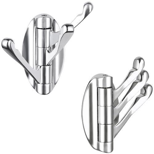 Angle Simple Swivel Towel Hooks for Bathroom, Metal Foldable Hand Towel Coat Hooks for Wall, Chrome, 2 Pack - color: Chrome, size: 2 Pack