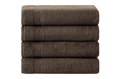 Ozdilek 4-Piece Bath Towels, 27x54, 100% Turkish Cotton, Luxury Quick Dry, Extra Large, Fade-Resistant, Eco-Friendly, Spa Towel, Comfortable (Chocolate Brown) - color: Chocolate Brown