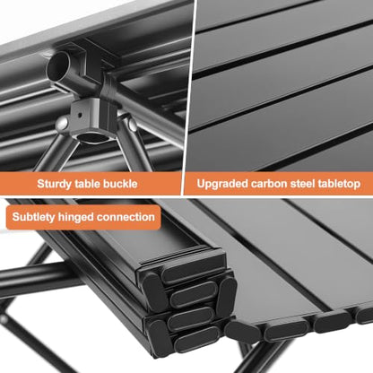 REDCAMP Portable Camping Table, Ultralight Roll Up Folding Table | 27x19’’ Beach Tbale with Storage Bag for Outdoor, Picnic, Sports, Party, Cooking, Camping, Black - size: 28"D x 19"W x 15"H