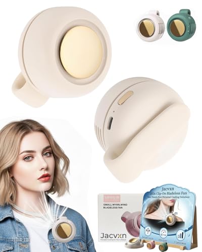 Portable Neck Handheld Mini Fans Hand Held Small Clip on Fan Personal Travel Rechargeable Bladeless Blow Cold Air Camping Wearable for Waist Shirt Belt Beach Cooling Electric Fan(White) - color: White