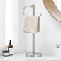 BESy 17 Inch Brushed Nickel Stand Towel Bar Hanger Hand Towel Bar Bathroom Vanity Countertop Towel Holder Free Standing Stainless Steel Towel Ring Hardware Accessories Towel Rack - color: Brushed Nickel