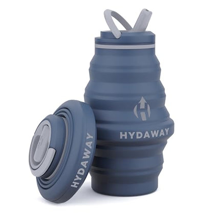 HYDAWAY 17oz Travel Collapsible Water Bottle - BPA-Free, Leakproof, Lightweight, Space-Saving - color: Seaside