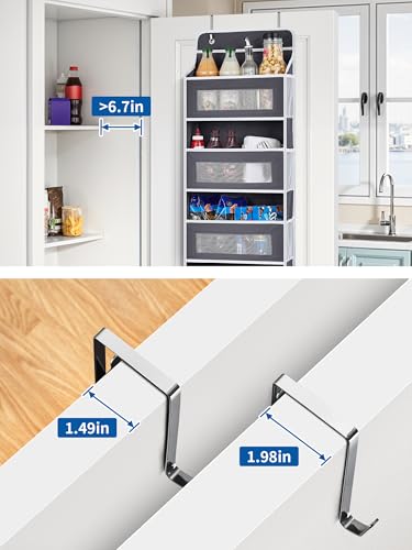 JARLINK Over The Door Organizer, 5 Shelf Door Hanging Organizer with 5 Large Pockets, 44 lbs Weight Capacity Hanging Storage for Bathroom, Bedroom, Nursery, RV, Pantry (Dark Grey)