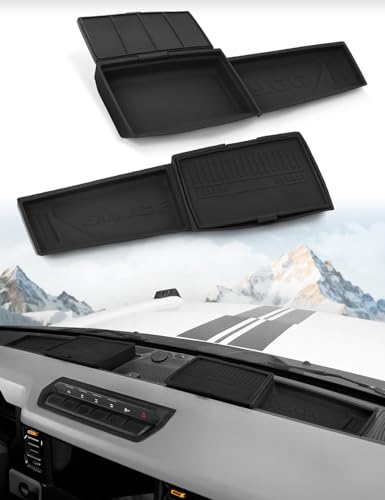 Silicone Dashboard Organizer Tray with Lid for 2021-2025 Ford Bronco 2-Door & 4-Door | Non-Slip Silicone Storage Tray | Sun Glare-Free Matte Black - color: Black, size: Dashboard Organizer Tray