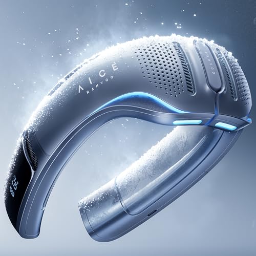 RANVOO AICE LITE Plus 2025 Max Cooling Airflow [No.1 Coolest & Most Durable] Neck Air Conditioner, Ultimate Immersive Personal AC 6,000 mAh Rechargeable Neck Fan Blow Cold Air, Gifts for Mom Dad, Blue - color: Blue