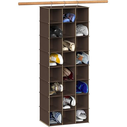 Simple Houseware 24 Section Shelves Hanging Shoes Organizer Holder for Closet, Brown - color: Brown