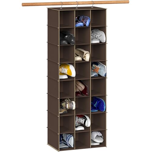 Simple Houseware 24 Section Shelves Hanging Shoes Organizer Holder for Closet, Brown - color: Brown
