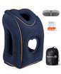 Sunany Travel Pillow, Upgraded Plane Pillow for Long Flights, Inflatable Neck Pillow Used for Airplanes,Cars,Buses,Trains,Office Napping with Eye Mask,Earplugs (Blue) - color: Blue (Head Heart-shape&sloping Base)
