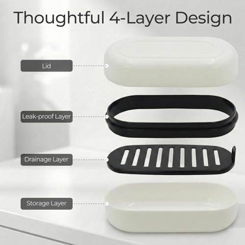 AIMAIAIMAI Shampoo Bar Holder Travel Case for Two Bars – Compatible with Kitsch Solid Shampoo & Conditioner Bars, Large Soap Container for Bathroom or Travel (1 Pack, White Style A-Large) - color: White Style A-large