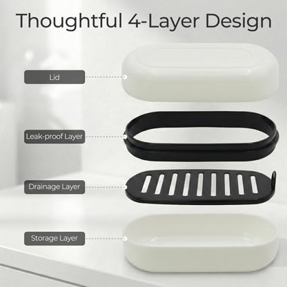 AIMAIAIMAI Shampoo Bar Holder Travel Case for Two Bars – Compatible with Kitsch Solid Shampoo & Conditioner Bars, Large Soap Container for Bathroom or Travel (1 Pack, White Style A-Large) - color: White Style A-large