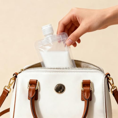 4 Pcs 50ml Refillable Travel Pouches for Toiletries, Reusable Liquid Travel Pouches for Liquids, Portable Fluid Packing Bags, Small Toiletry Pouch for Lotion Shampoo Conditioner Soap Liquids - size: 50ml