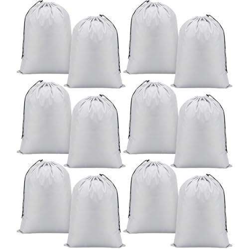 Woanger 12 Pack 28 x 45 Inch Extra Large Laundry Bags Bulk Washable Travel Laundry Bag with Drawstring Closure Large Dirty Clothes Organizer for College Dorm Home Hotel Camping (Silver) - color: Silver
