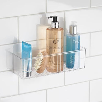 iDesign Adhesive Organizer Bin, Set of 4, Clear | Damage-Free Hanging, For Kitchen, Bathroom, or Office - style: Pack of 4