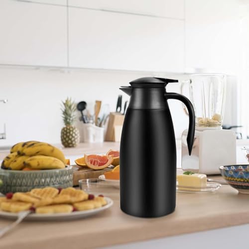 68oz Thermal Coffee Carafe, Stainless Steel Coffee Carafes for Keeping Hot, Airpot Insulated Tea Pot Dispenser for Hot Water, Tea, Hot Beverage - Keep 12 Hours Hot, 24 Hours Cold, Black - color: Black