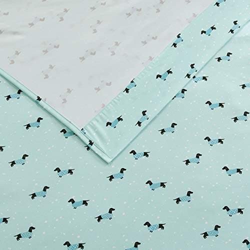 Intelligent Design Microfiber Cozy Bed Sheet Set, Modern All Season Bedding & Pillowcases, Premium 14" Elastic Pocket Fits up to 16" Mattress, Queen Aqua Dogs 4 Piece - color: Aqua Dogs, size: Queen