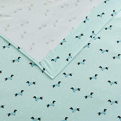 Intelligent Design Microfiber Cozy Bed Sheet Set, Modern All Season Bedding & Pillowcases, Premium 14" Elastic Pocket Fits up to 16" Mattress, Queen Aqua Dogs 4 Piece - color: Aqua Dogs, size: Queen