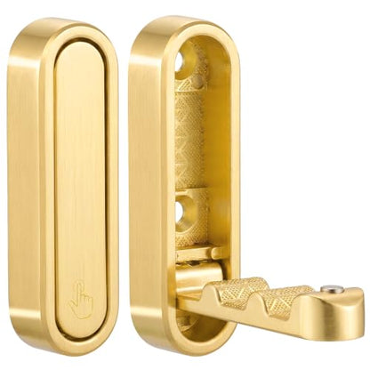 2PCS Foldable Wall Hooks, Flip Down Design with 40 lbs Heavy-Duty Capacity, Retractable Wall Hooks for Bathroom, Bedroom & Entryway Space Saving (Gold) - color: Gold, size: 2 Hooks