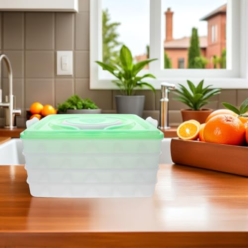 Zerodeko Dumpling Storage Box 4-Layer Stackable Food Container with Handle Portable Organizer for Kitchen and Freezer Each Tray Holds 18 Dumplings Bpa-Free Fresh-Keeping