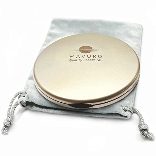Mavoro Magnifying Compact Mirror | 1x/10x Magnification | 4" Small Pocket Purse Double Sided Travel Makeup Mirror | Folding Portable Hand Compact Mirror for Handbag and Purses (Champagne Gold) - color: Champagne Gold