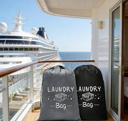 2 Pack XL Travel Laundry Bag, Dirty Clothes Organizer with Drawstring, Large Enough to Hold 4 Loads of Laundry， Easy Fit a Laundry Hamper or Basket，24" x 36" - color: Grey&Black