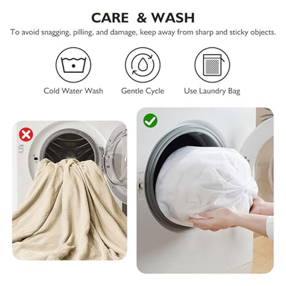 EMME Cotton Throw Blanket for Couch Soft Muslin Blankets 50"x60" Lightweight Breathable Blanket Beige All Season Gauze Blanket - color: 02 - Beige, size: Throw (50" x 60")
