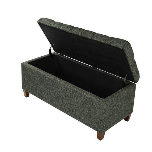 HomePop Ainsley 40" Storage Ottoman Bench - Green Clover Fabric - color: Green Clover Fabric