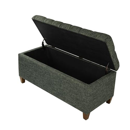 HomePop Ainsley 40" Storage Ottoman Bench - Green Clover Fabric - color: Green Clover Fabric