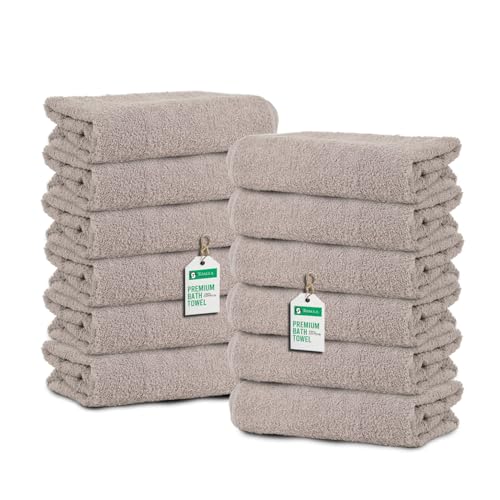 TOALLA_ Bath Towels_27x54_Pk 12_Beige Bath Towels (12-Pack, 27W X 54 L Inches) Beige Color- Cotton Towel for Gym, Bath, Spa, Shaving, Shampoo, for Daily use, Large - color: Beige, size: Bath Towel - Pack of 12 - 27x54 Inches