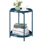 danpinera 2-Tier End Table, Outdoor Side Table Metal Round Side Table with Removable Tray, Small Accent Table, Anti-Rust Nightstand for Bedroom Balcony Patio Living Room (Navy Blue) - color: Navy Blue